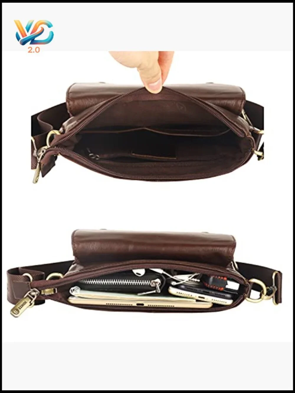 Genuine Leather Messenger Bag Crossbody Shoulder Bag for Travel Work Business